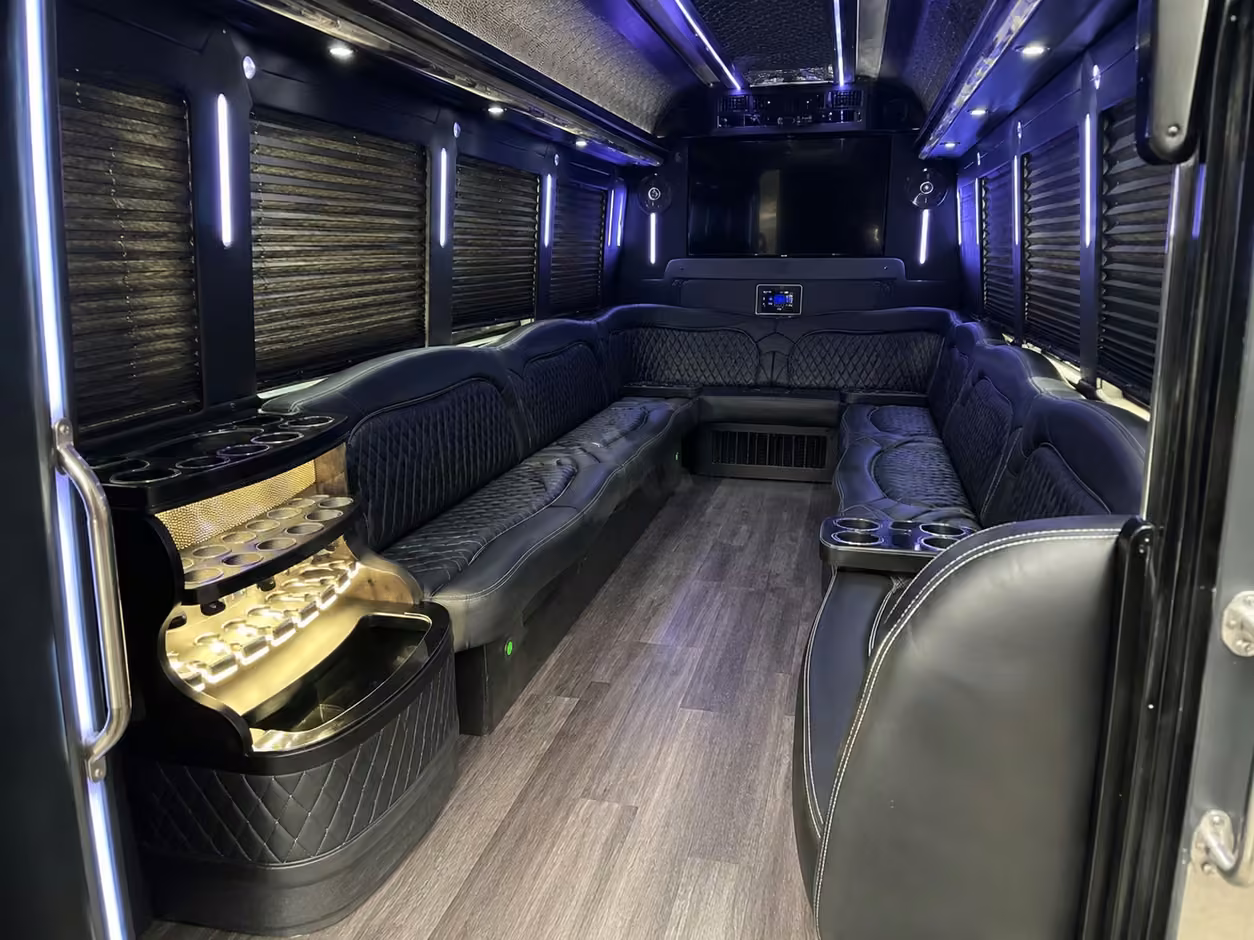15 passenger party bus interior